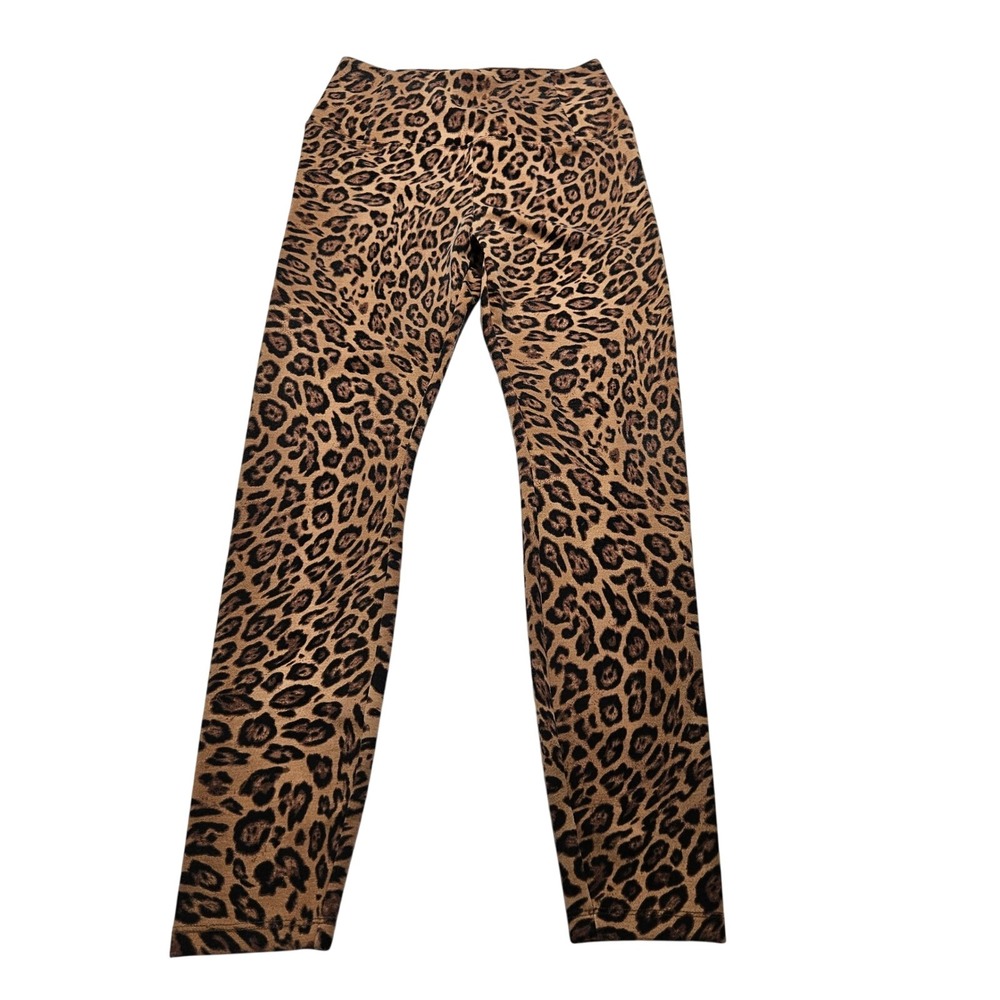 Love, Fire Leopard Print Leggings M/M Brown Black Animal Print Athleisure Pants‎